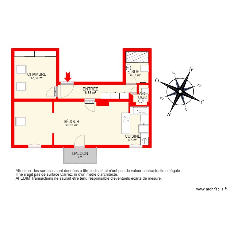 BI 16506 - . Plan de 13 pièces et 84 m2