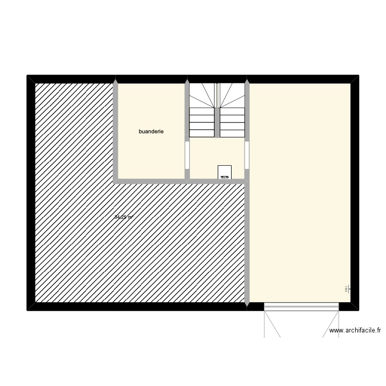 Sous sol Final. Plan de 4 pièces et 70 m2