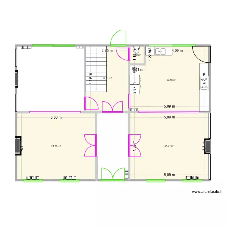 Rez de chauss&eacute;e ORIGINE. Plan de 5  et 76 m²