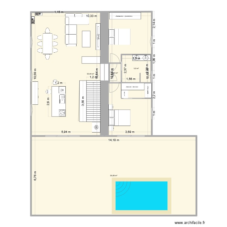 ARGELIERS ETAGE. Plan de 4 pièces et 205 m2