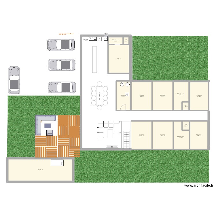 renovation grange. Plan de 16 pièces et 151 m2