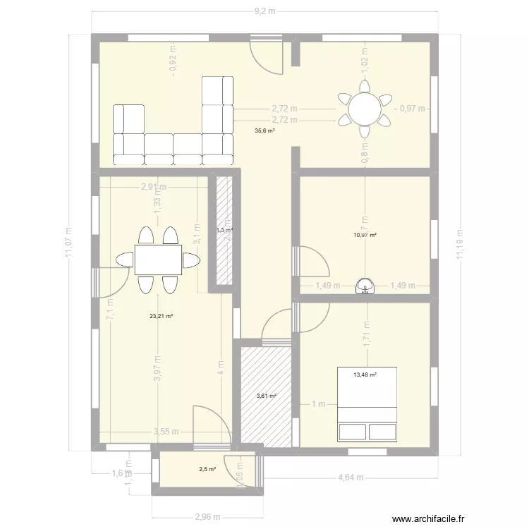 Espace garderie. Plan de 7  et 91 m²
