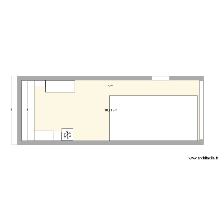 garage. Plan de 1 pièce et 28 m2