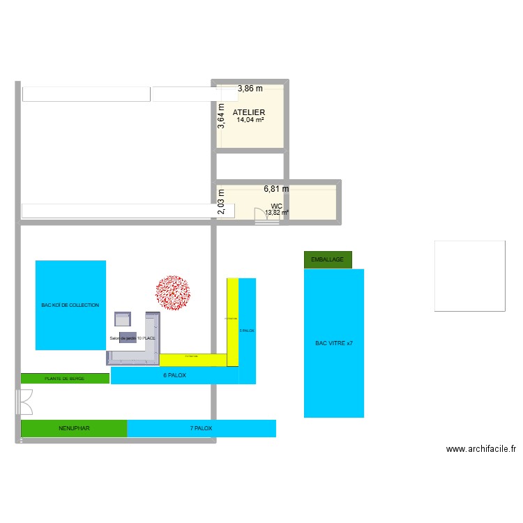 BOUTIQUE. Plan de 2 pièces et 28 m2
