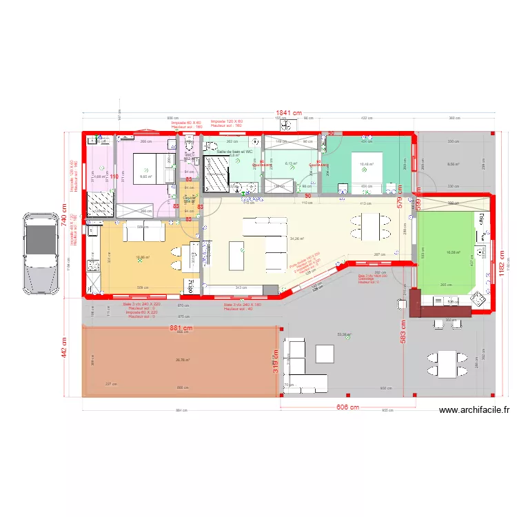 Villa Cocotte Ducos Moonette (cuisine) 2C. Plan de 