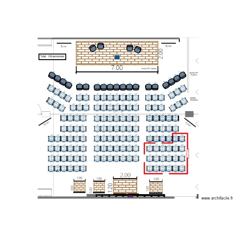 Plan Auditorium. Plan de 0 pièce et 0 m2