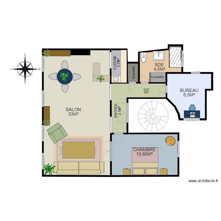MANUEL. Plan de 7 pièces et 196 m2