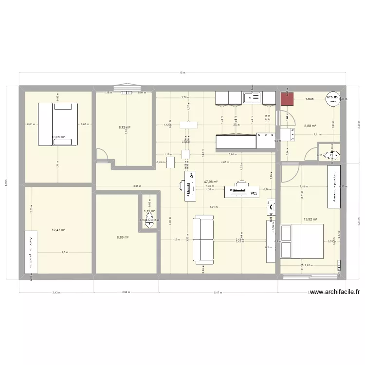 rangement bureau. Plan de 8  et 115 m²