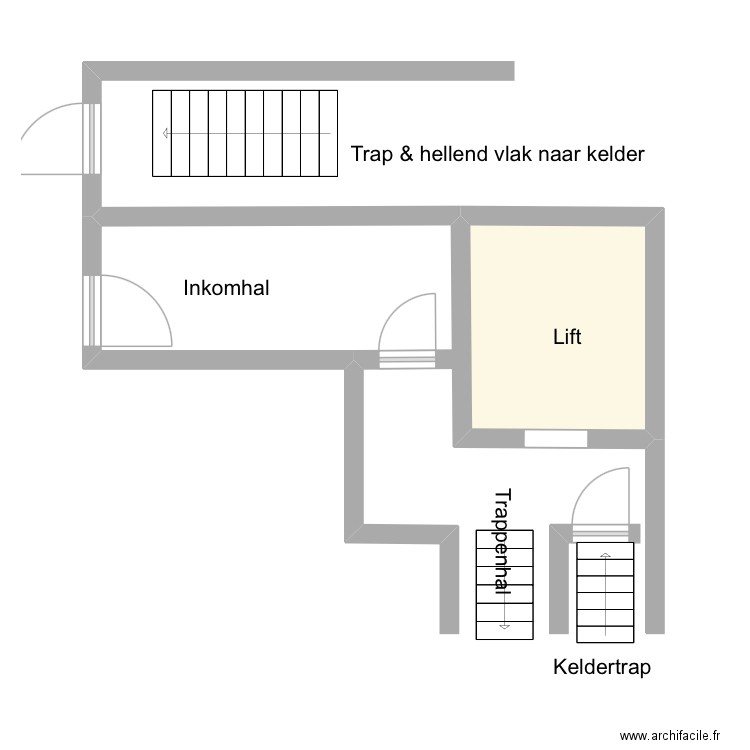 Nemrod - inkomhal GD. Plan de 1 pièce et 7 m2