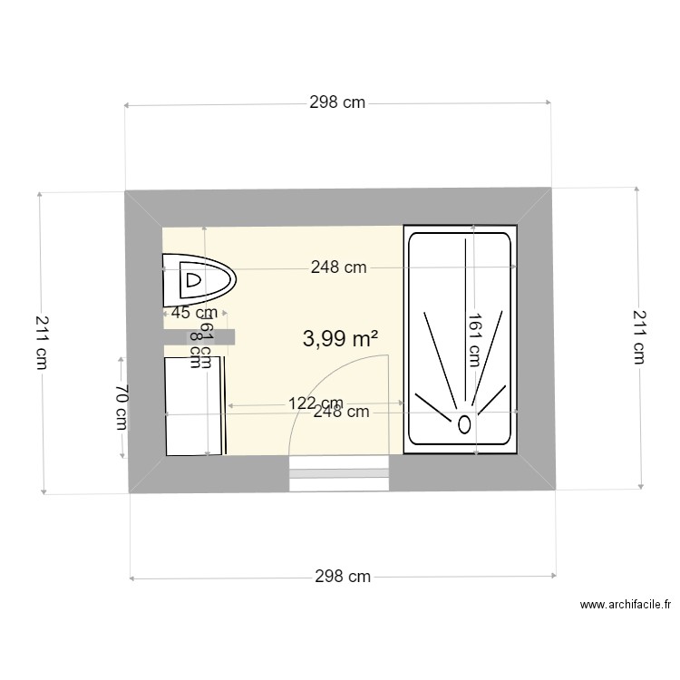 salle de bain. Plan de 1 pièce et 4 m2