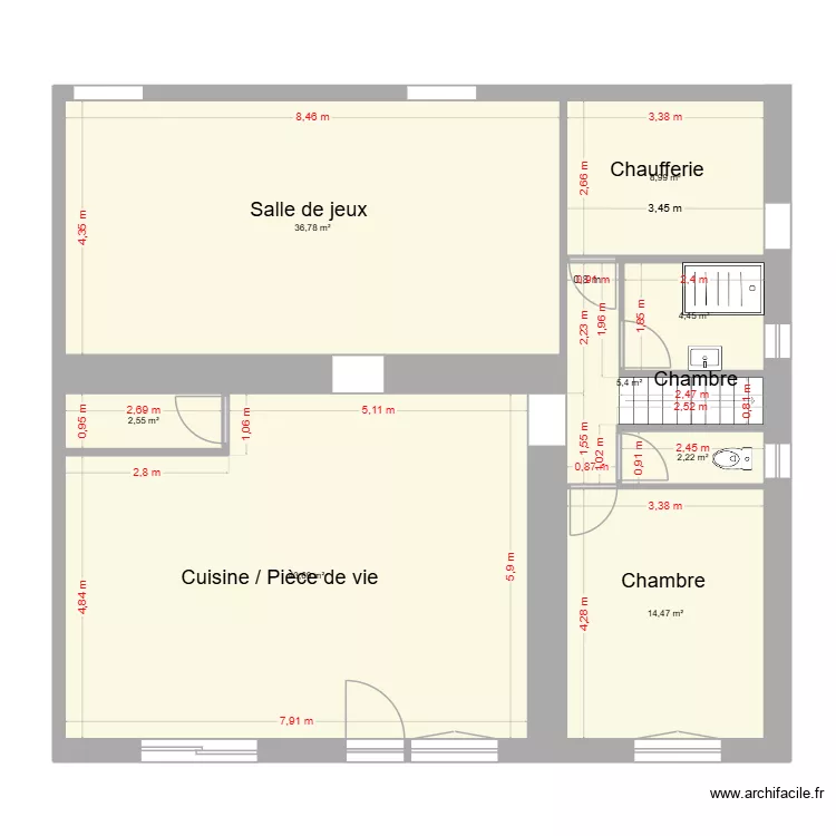 domaine de la richetiere rdc. Plan de 8  et 119 m²