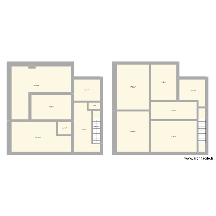 RDCZ. Plan de 15 pièces et 163 m2