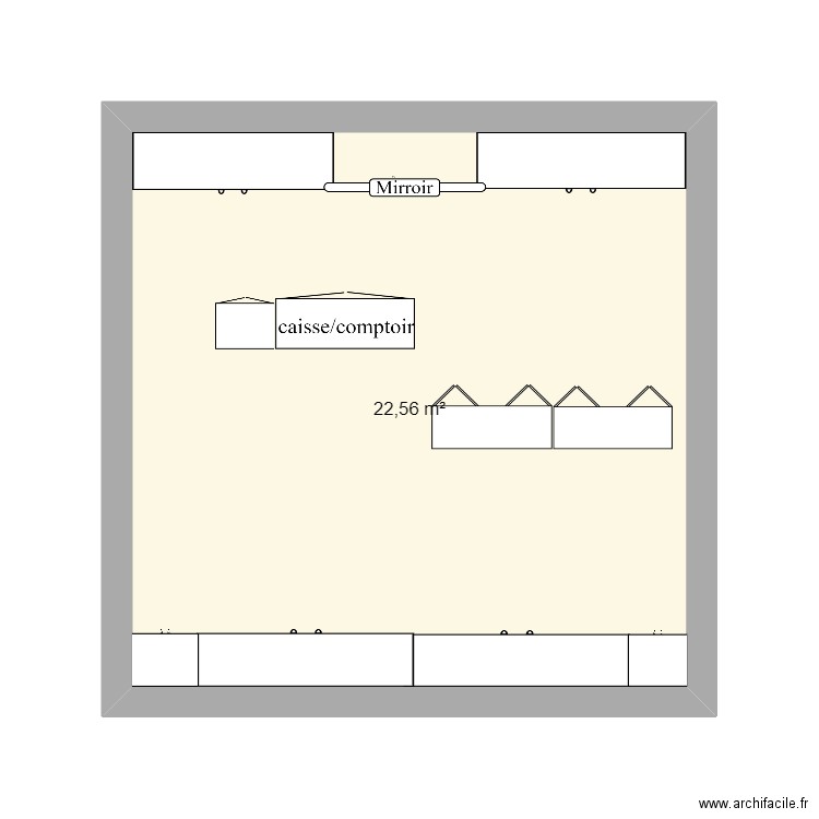 hugo boss. Plan de 1 pièce et 23 m2
