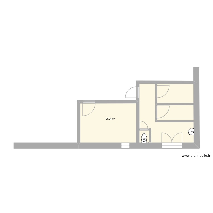 VESTIAIRE CUISINE. Plan de 1 pièce et 28 m2