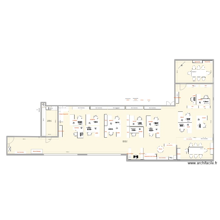 BUREAU BVC. Plan de 3 pièces et 238 m2