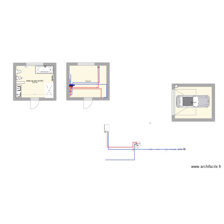 Dieweg. Plan de 3 pièces et 32 m2