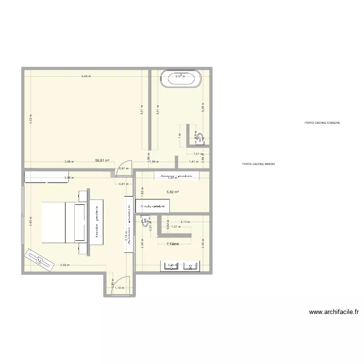 PLAN ENSEMBLE AVEC MOBILIER v2. Plan de 3  et 70 m²