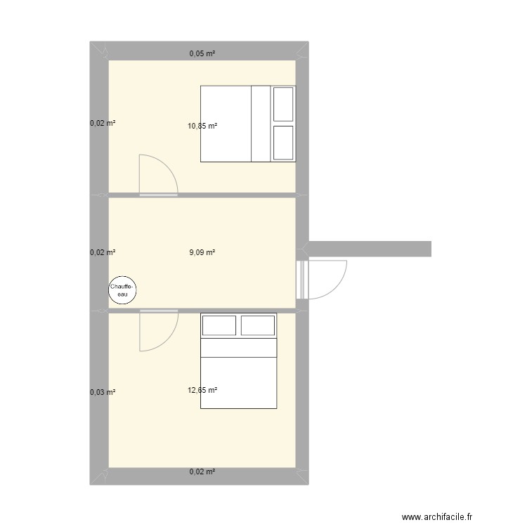 RDC Chambres. Plan de 8 pièces et 33 m2
