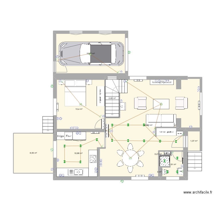 Maison PEUPLIERS - RDC (aménagé - sans SAS - WC dans SDE). Plan de 10 pièces et 97 m2
