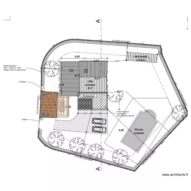 PlanMasseToitures. Plan de 2 pièces et 54 m²