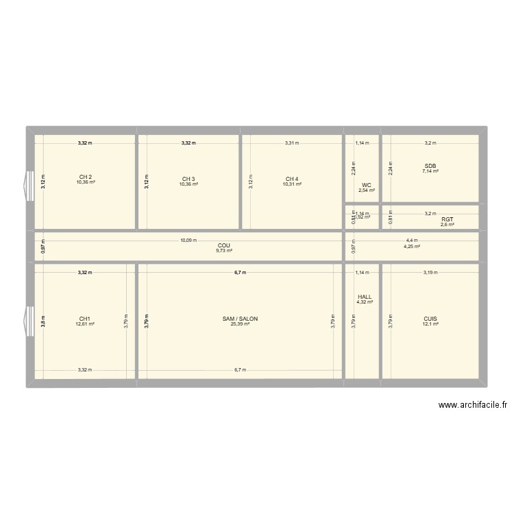 MAISON AVANT. Plan de 13 pièces et 113 m2
