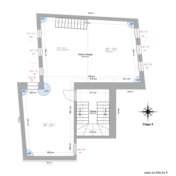 Projet olivier. Plan de 24 pièces et 314 m2