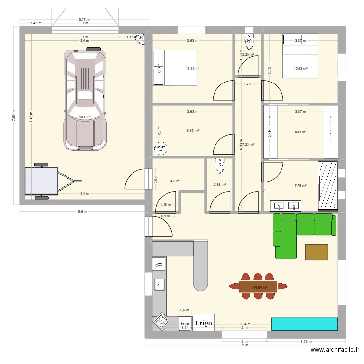 nouvelle maison en bretagne. Plan de 11 pièces et 148 m2