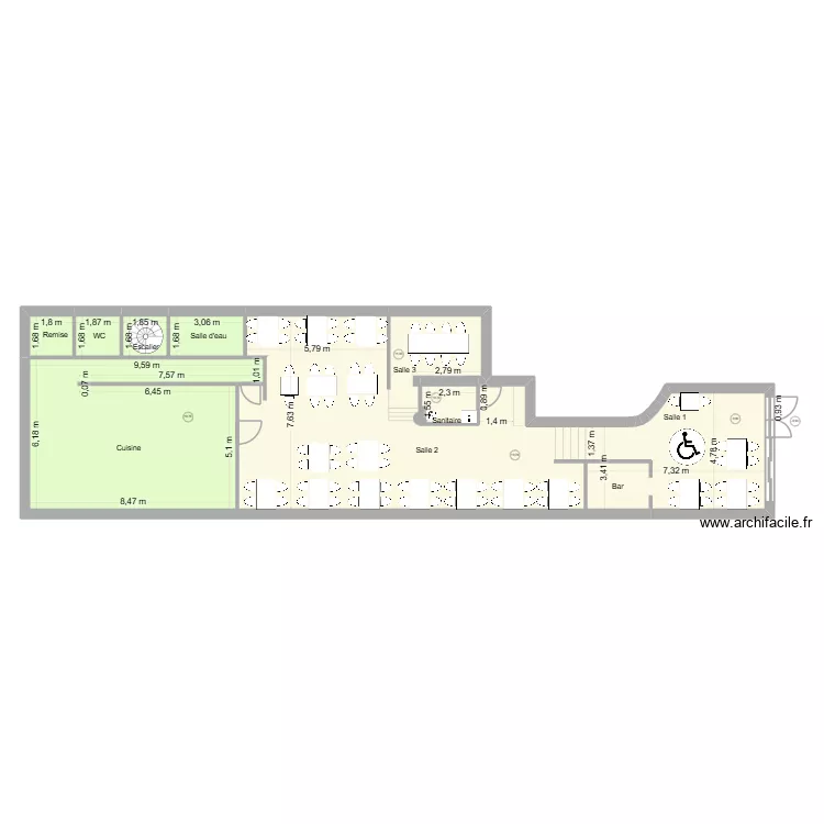 LE BOUILLON SABLAIS. Plan de 7  et 191 m²