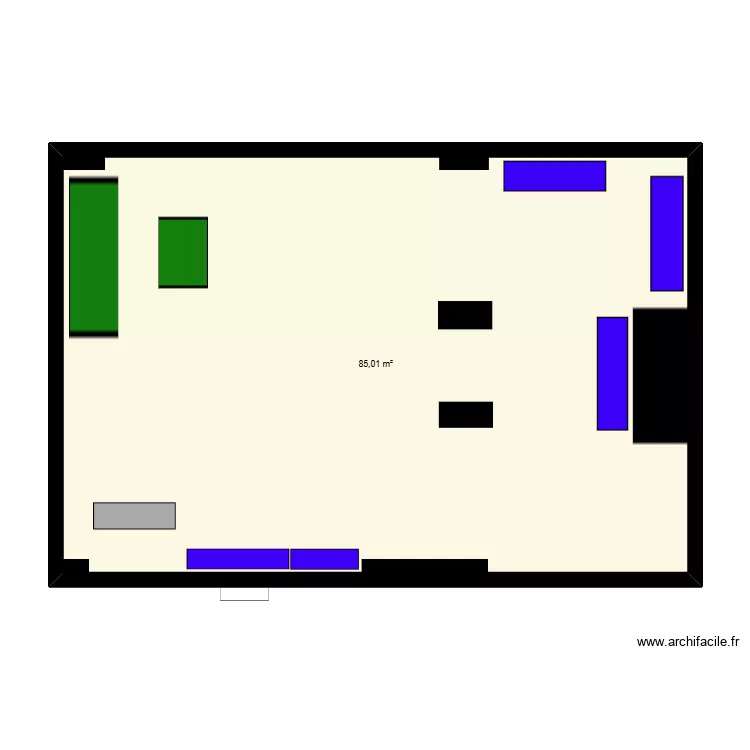 Teriya. Plan de 1  et 85 m²