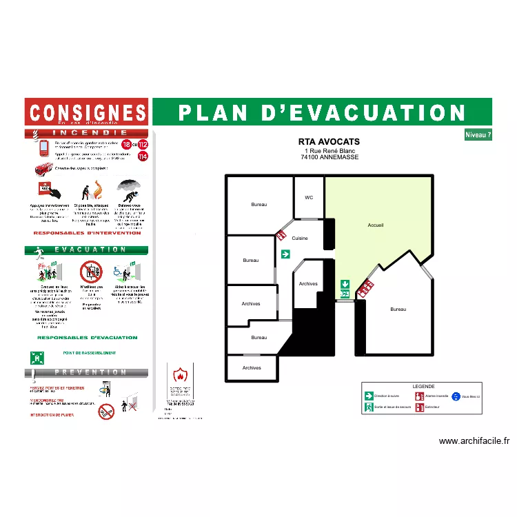 Plan d'intervention RTA AVOCATS. Plan de 14  et 113 m²