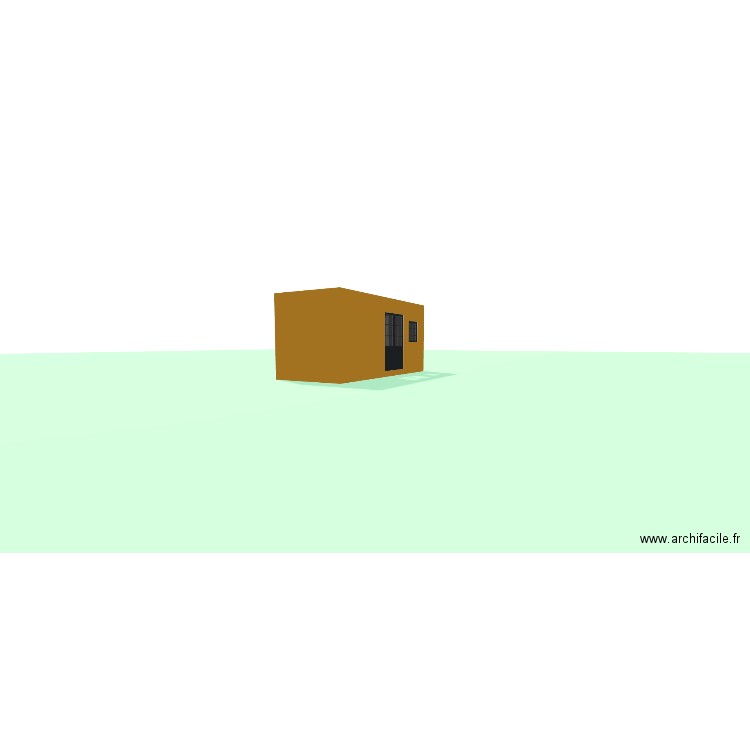 VUE 3D. Plan de 2 pièces et 13 m2
