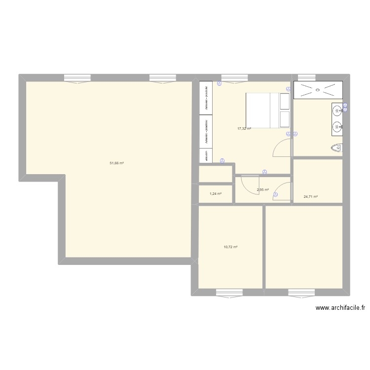 R+1 Rochetaillée. Plan de 6 pièces et 109 m2