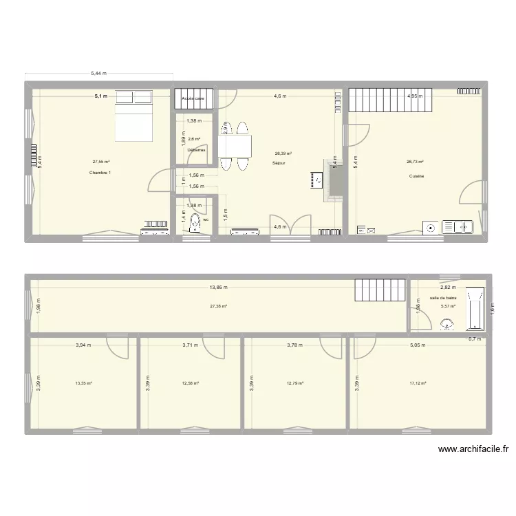 LAVEAU. Plan de 12  et 175 m²