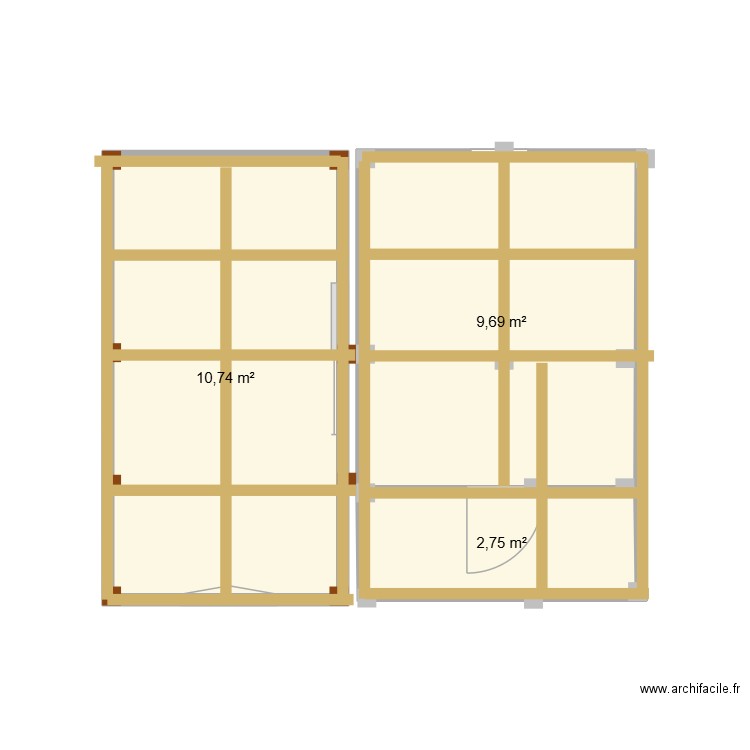 PLAN. Plan de 3 pièces et 23 m2