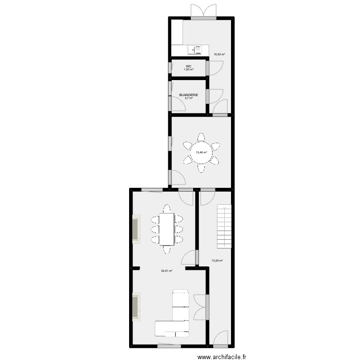 roi albert. Plan de 6 pièces et 76 m2