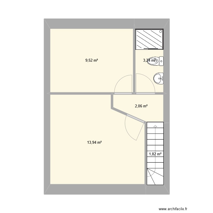 Logement 4 R+1 variante 2. Plan de 5 pièces et 31 m2