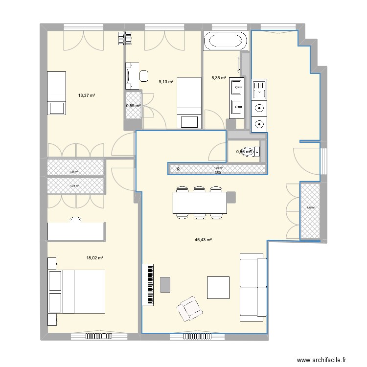 40 RAOUL SERVANT ORIGINE RENOV 2. Plan de 17 pièces et 100 m2