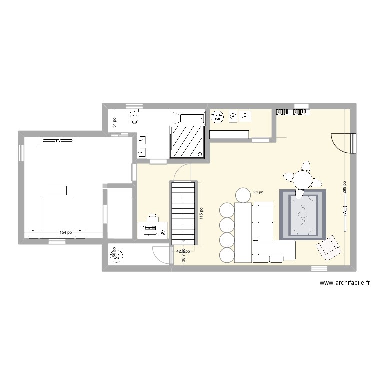 sous-sol plan 2. Plan de 1 pièce et 61 m2