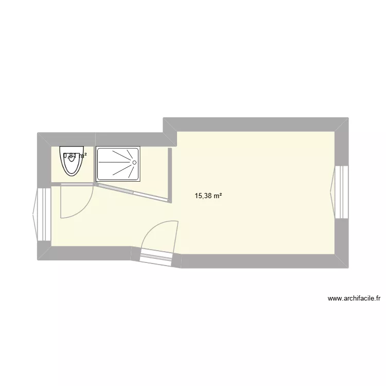 SALLE DE BAIN PROJET ARCHI. Plan de 2  et 16 m²