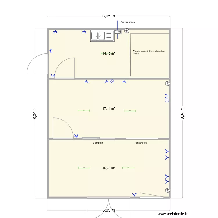 Cuisine projet snack. Plan de 3 et 48 m² Cuisine projet snack. Plan de 3 et 48 m²