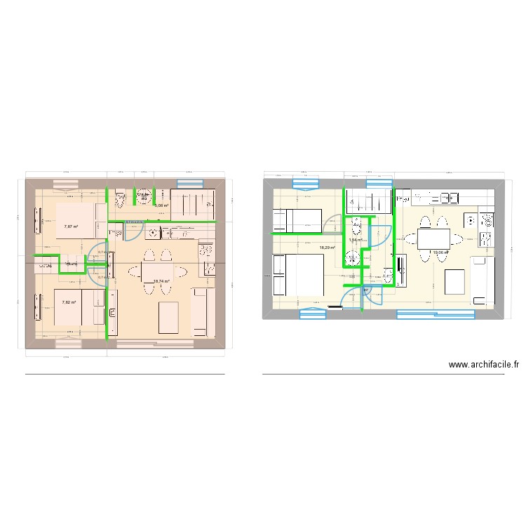 Plan garage 1. Plan de 4 pièces et 40 m2