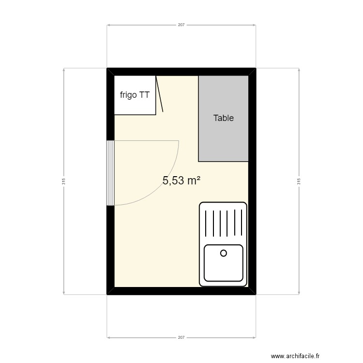 Local potec. Plan de 3 pièces et 26 m2