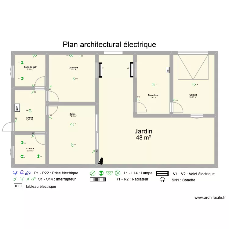 Meunier Habitat 2026 Eclairage. Plan de 8  et 127 m²