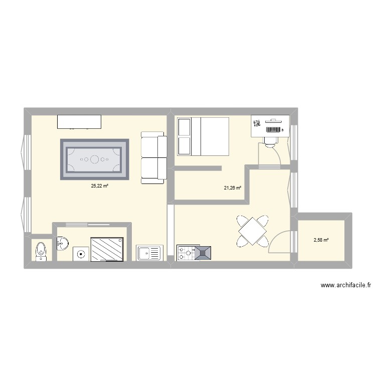 Plan 3 Abel Varet. Plan de 3 pièces et 49 m2
