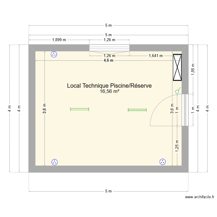 Buanderie. Plan de 1 pièce et 17 m2