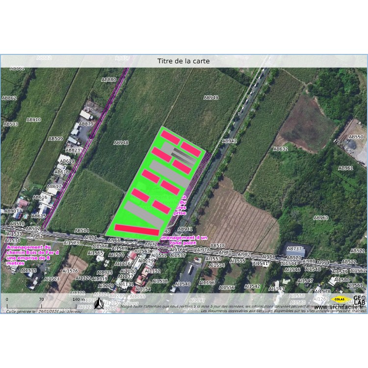 COLOSSE AB 939 ( parcelle entière) . Plan de 13 pièces et 11598 m2