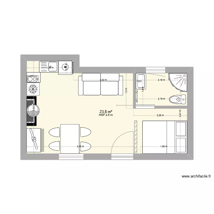 fournil2. Plan de 1  et 24 m²