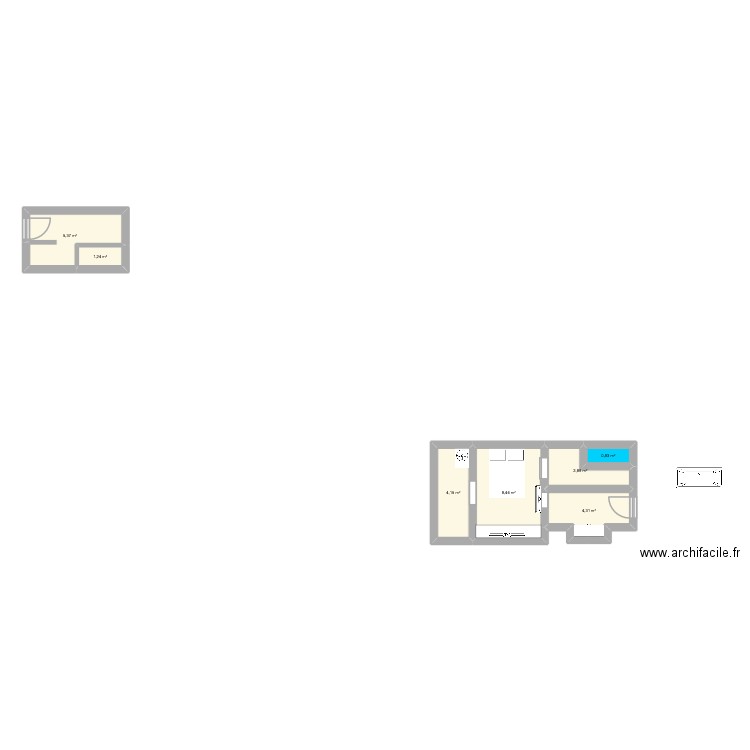 bien. Plan de 7 pièces et 27 m2