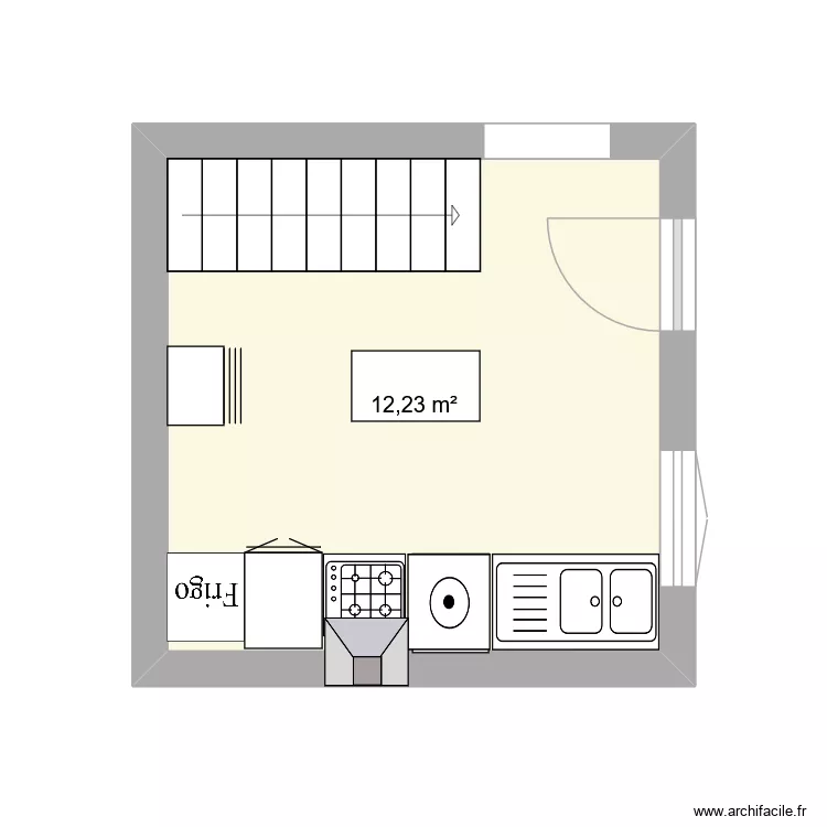 Cuisine. Plan de 1  et 12 m²