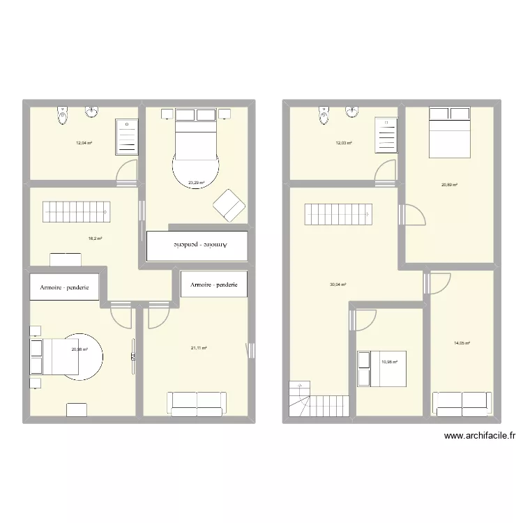 Id&eacute;e 1. Plan de 10  et 182 m²